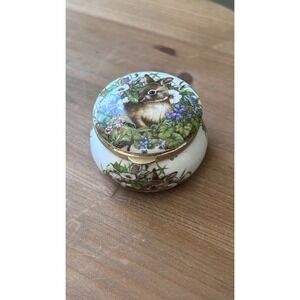 Avondale Fine Bone China Bunny Rabbit Trinket Box Staffordshire England Hinged